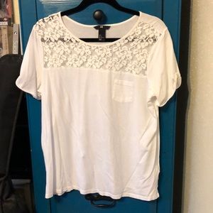 H&M White Tee with Lace